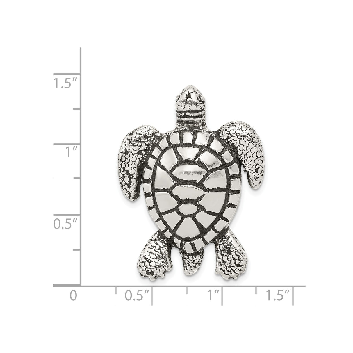 Sterling Silver Sea Turtle Pendant with Textured Shell, Nautical Animal Jewelry for Women or Unisex