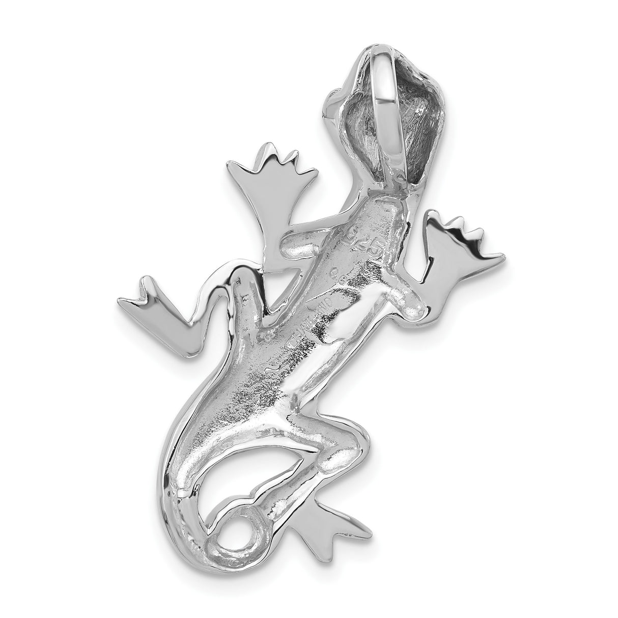 Sterling Silver Gecko Pendant with Black Enamel Detailing, Nature-Inspired Unisex Charm