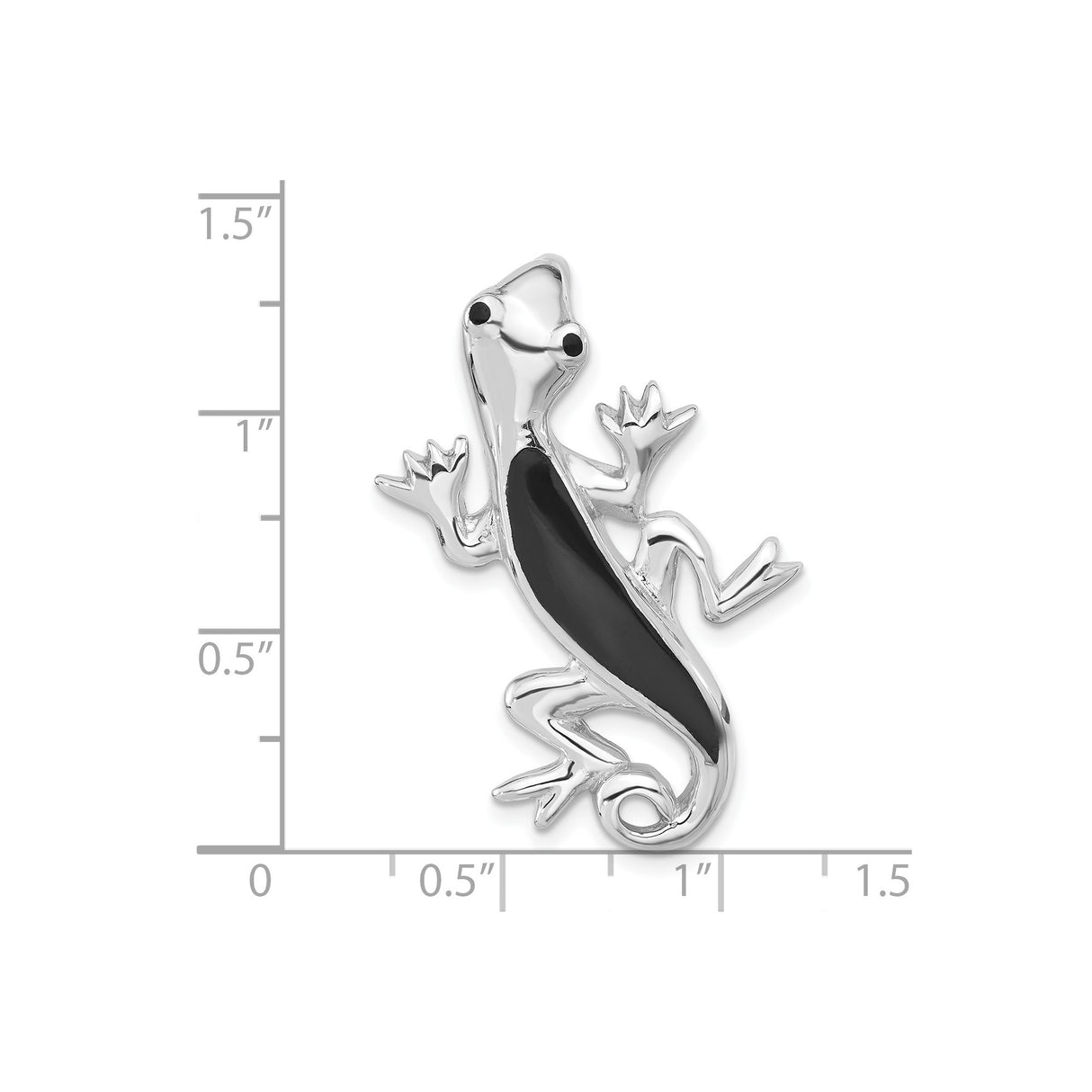 Sterling Silver Gecko Pendant with Black Enamel Detailing, Nature-Inspired Unisex Charm
