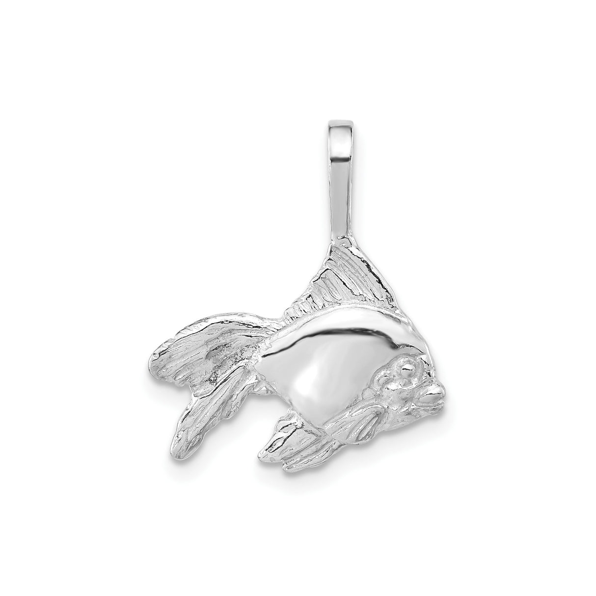 Sterling Silver Angelfish Pendant with Detailed 3D Ocean Design, Coastal Marine Life Theme
