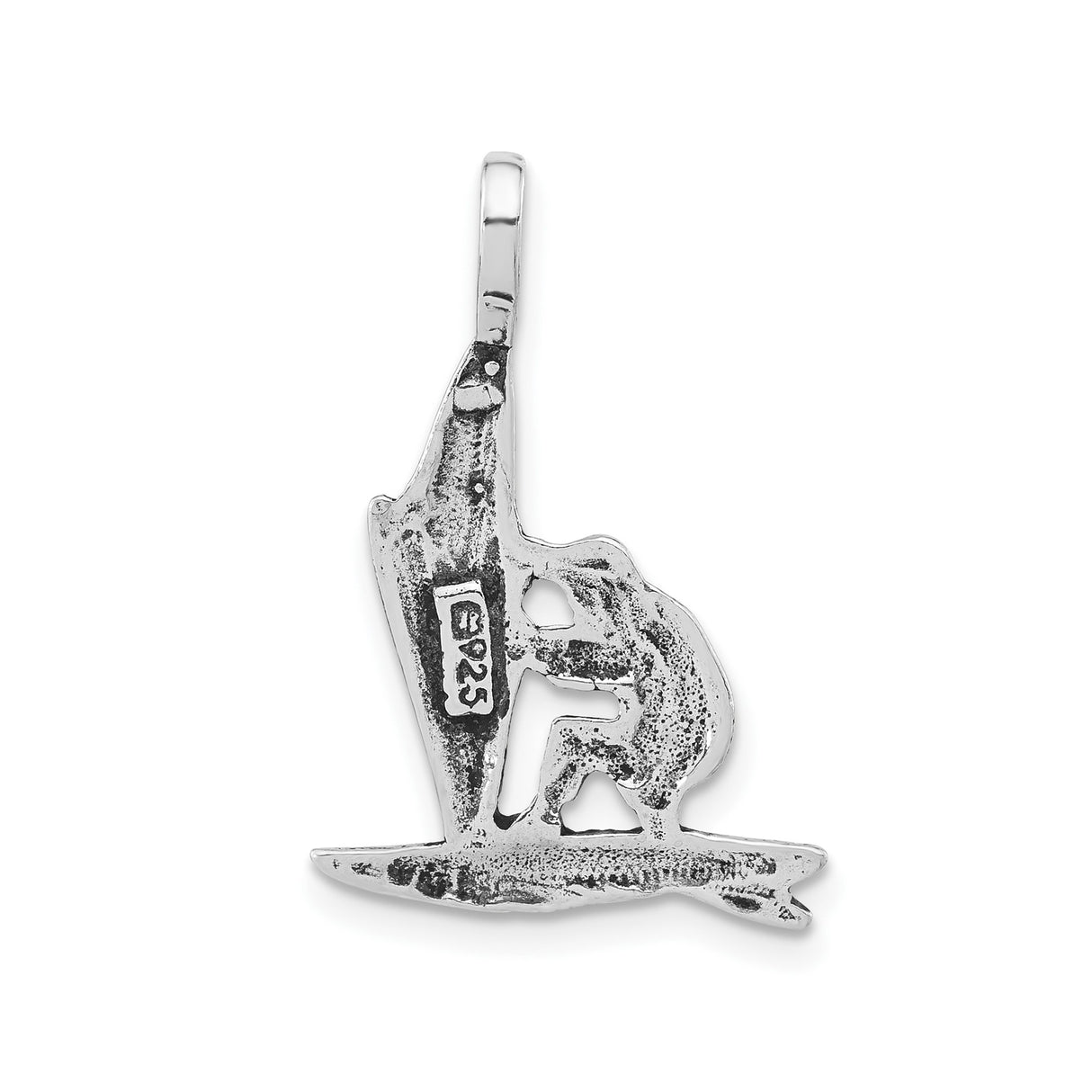 Sterling Silver Windsurfing Pendant with Stylized Sailboard Design, Unisex Nautical Charm