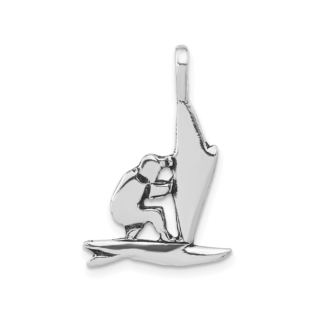 Sterling Silver Windsurfing Pendant with Stylized Sailboard Design, Unisex Nautical Charm
