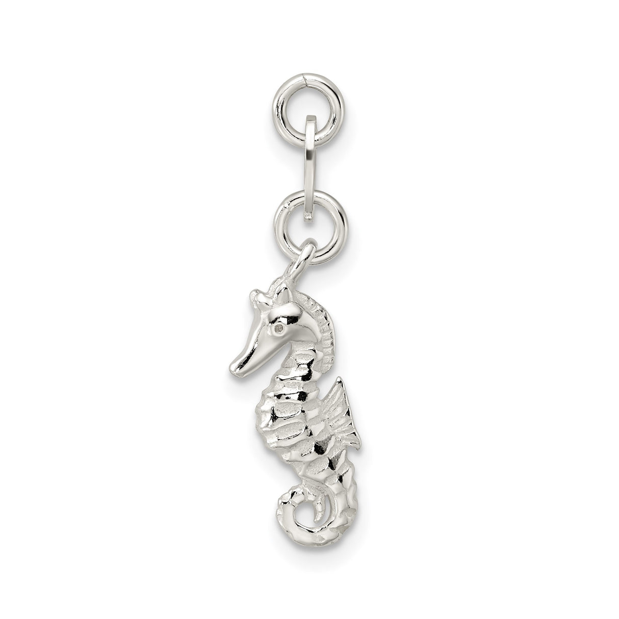 Sterling Silver Seahorse Pendant with Textured Marine Design, Nautical Ocean Theme Jewelry
