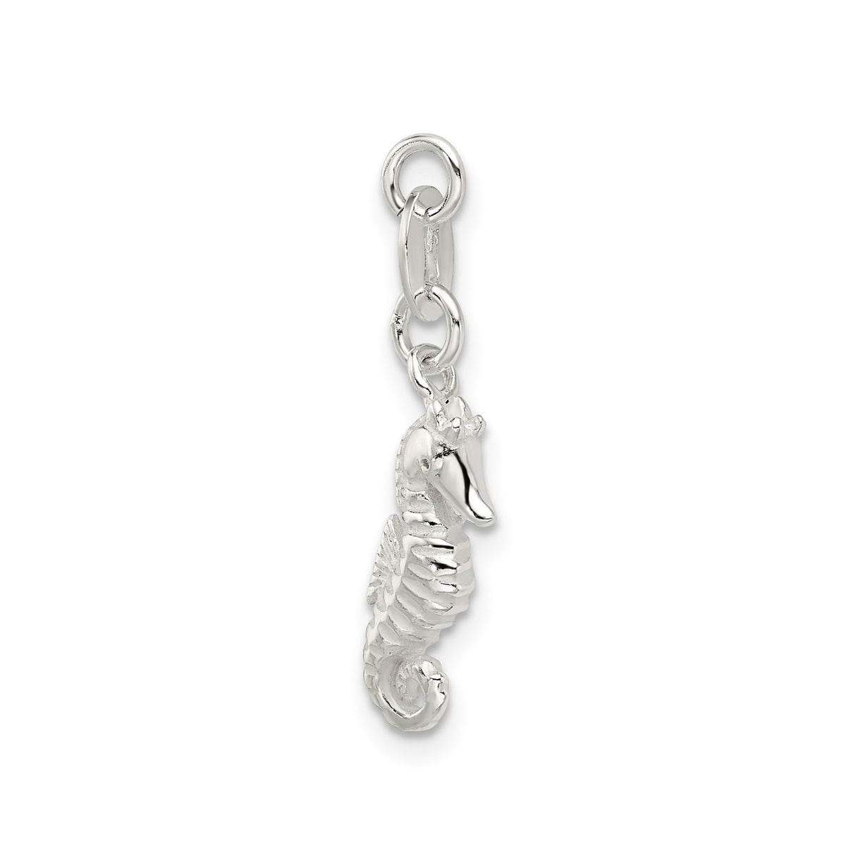 Sterling Silver Seahorse Pendant with Textured Marine Design, Nautical Ocean Theme Jewelry