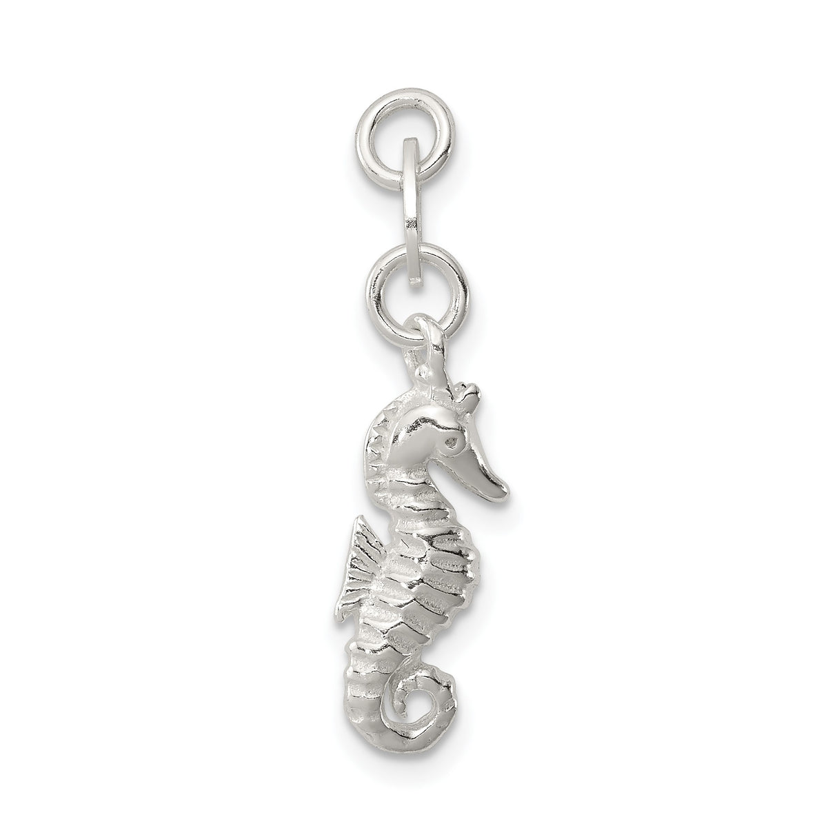 Sterling Silver Seahorse Pendant with Textured Marine Design, Nautical Ocean Theme Jewelry