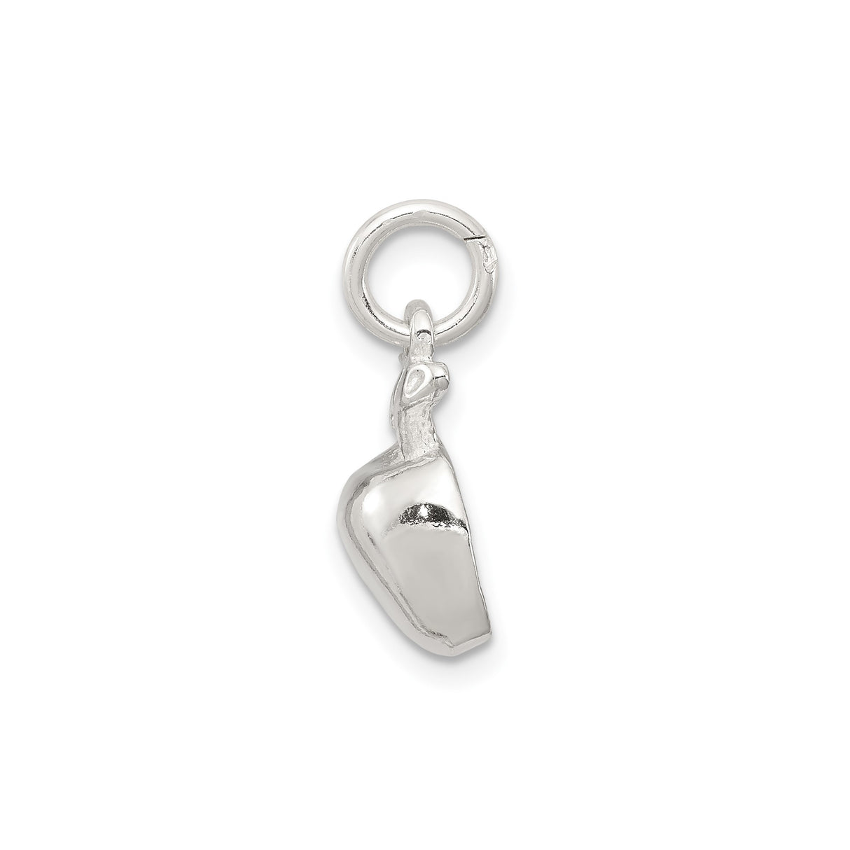 Sterling Silver Apple Charm Pendant with Leaf Detail, Three-Dimensional Nature Design