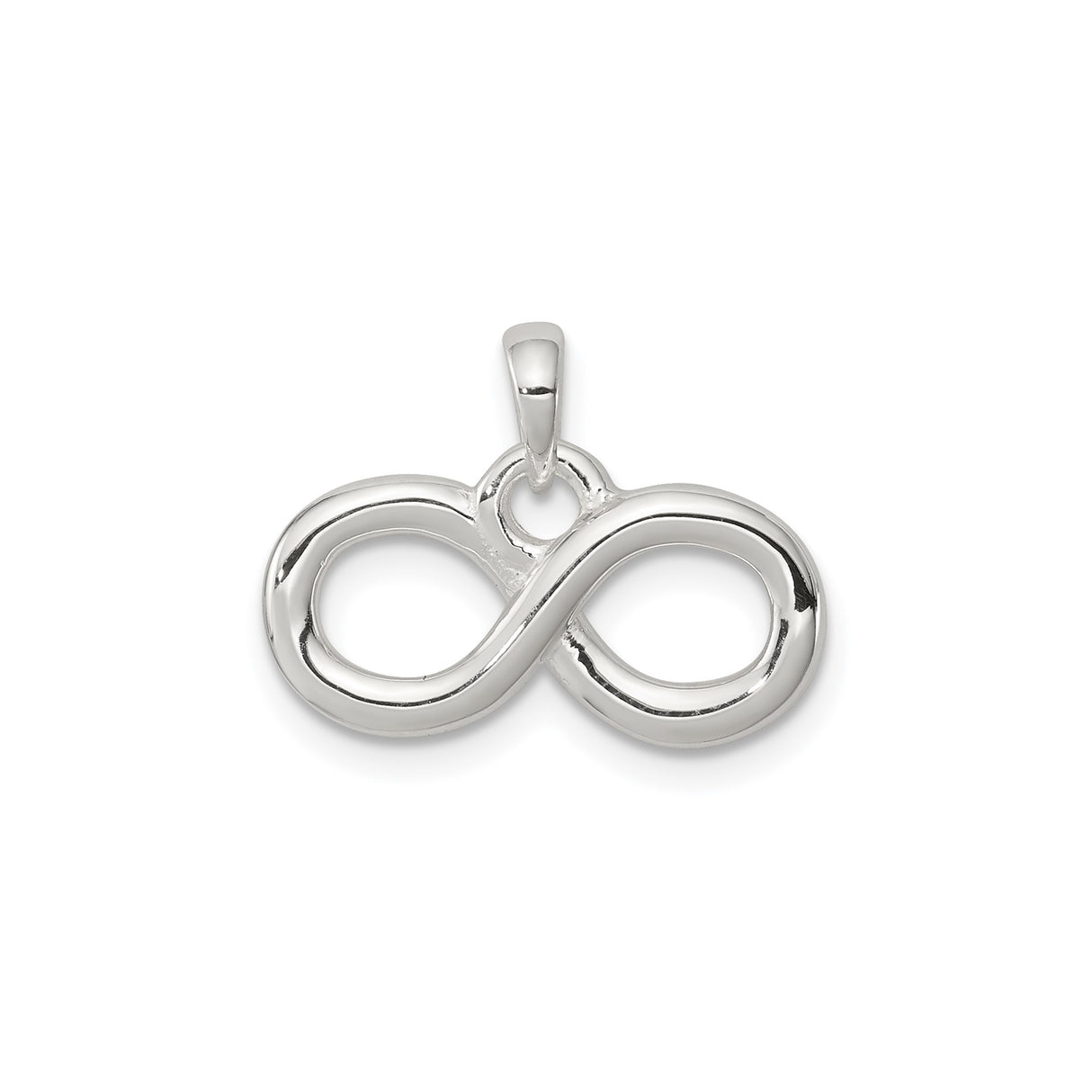 Sterling Silver Infinity Pendant with Polished Eternal Love Symbol, Minimalist Jewelry for Women