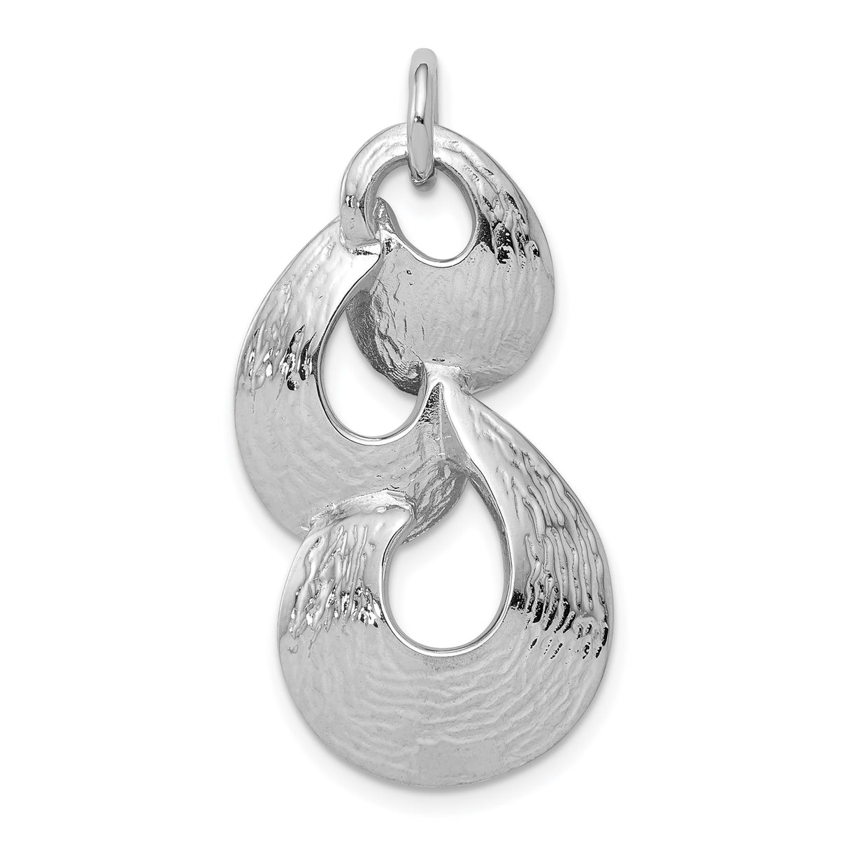 Sterling Silver Infinity Pendant with Textured Finish, Abstract Modern Design for Women