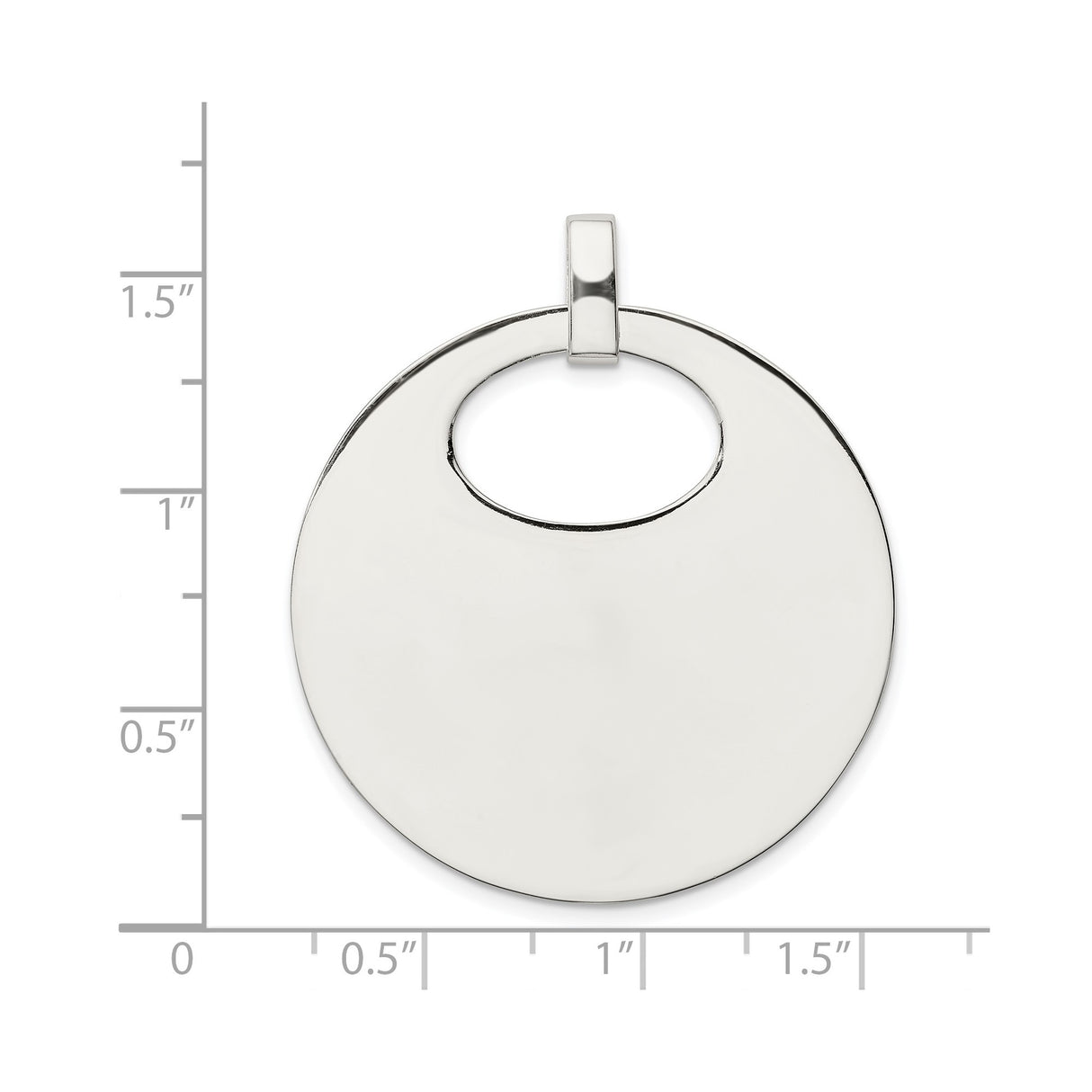 Sterling Silver Disc Pendant, Open Circle Charm, High-Polish Engravable Medallion for Women