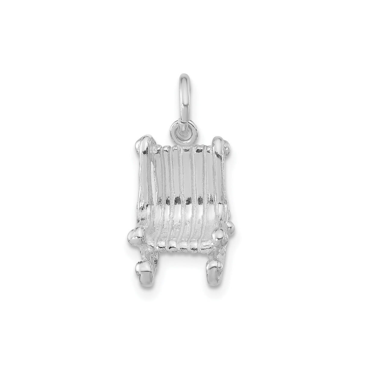 Sterling Silver Rocking Chair Pendant Charm, Vintage Slatted Chair Design