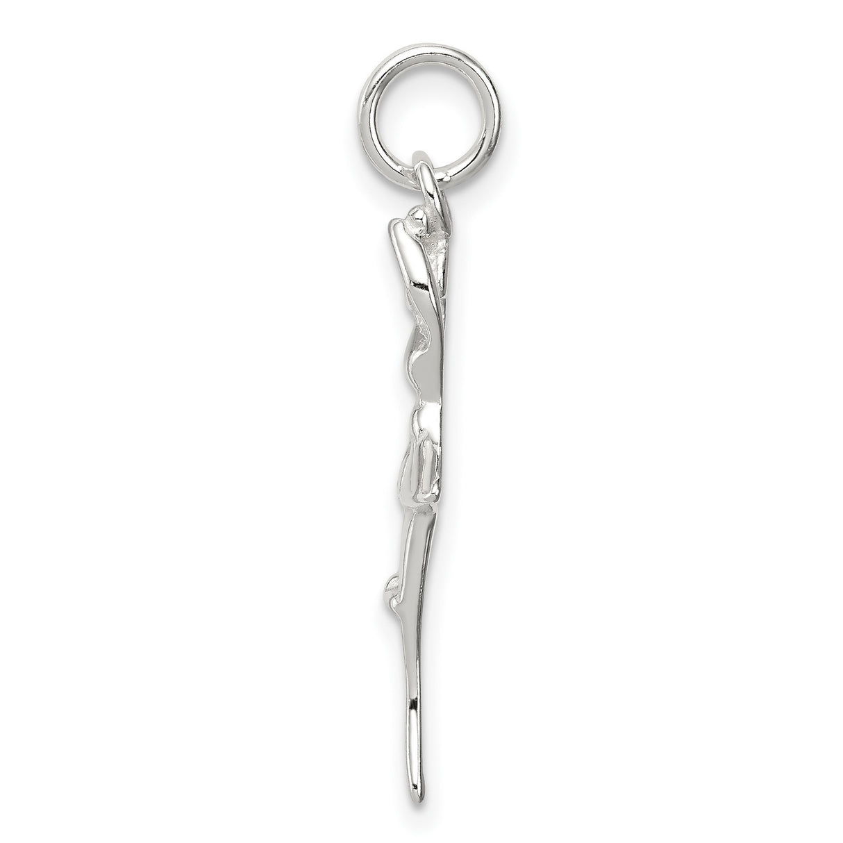 Polished Ballerina Pirouette Charm Pendant in Real 925 Sterling Silver
