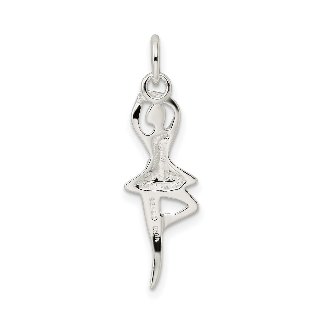 Polished Ballerina Pirouette Charm Pendant in Real 925 Sterling Silver