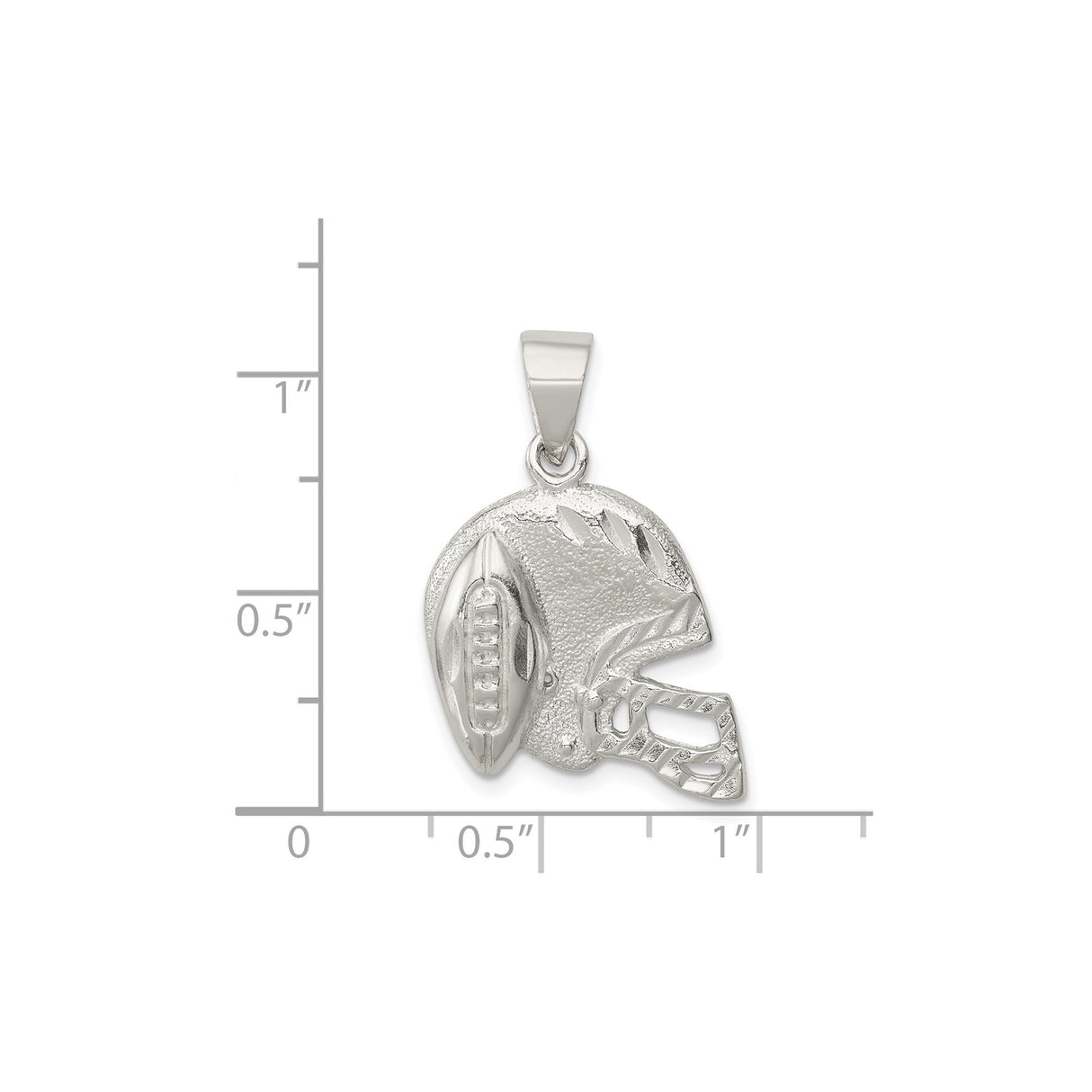 Sterling Silver Football Helmet Pendant with Detailed Helmet and Ball Design for Men or Unisex Fans