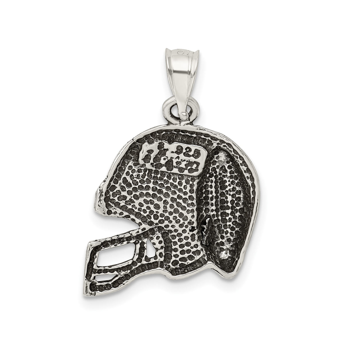 Sterling Silver Football Helmet Pendant with Raised Football Design, Sports Fan Charm