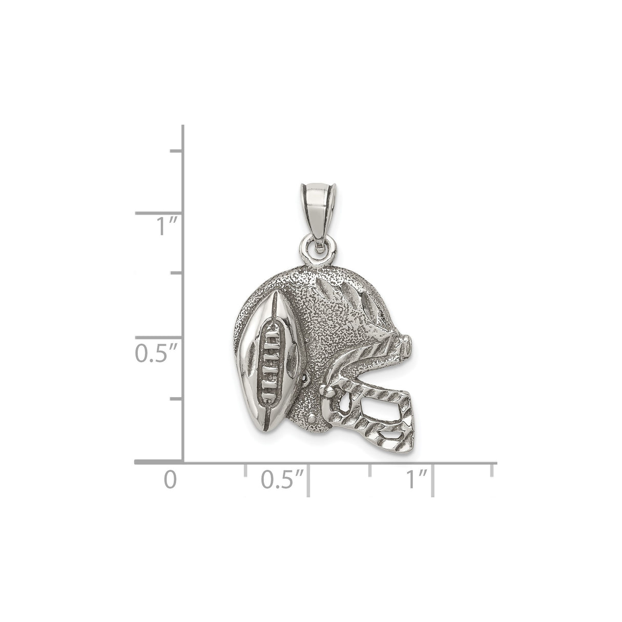 Sterling Silver Football Helmet Pendant with Raised Football Design, Sports Fan Charm