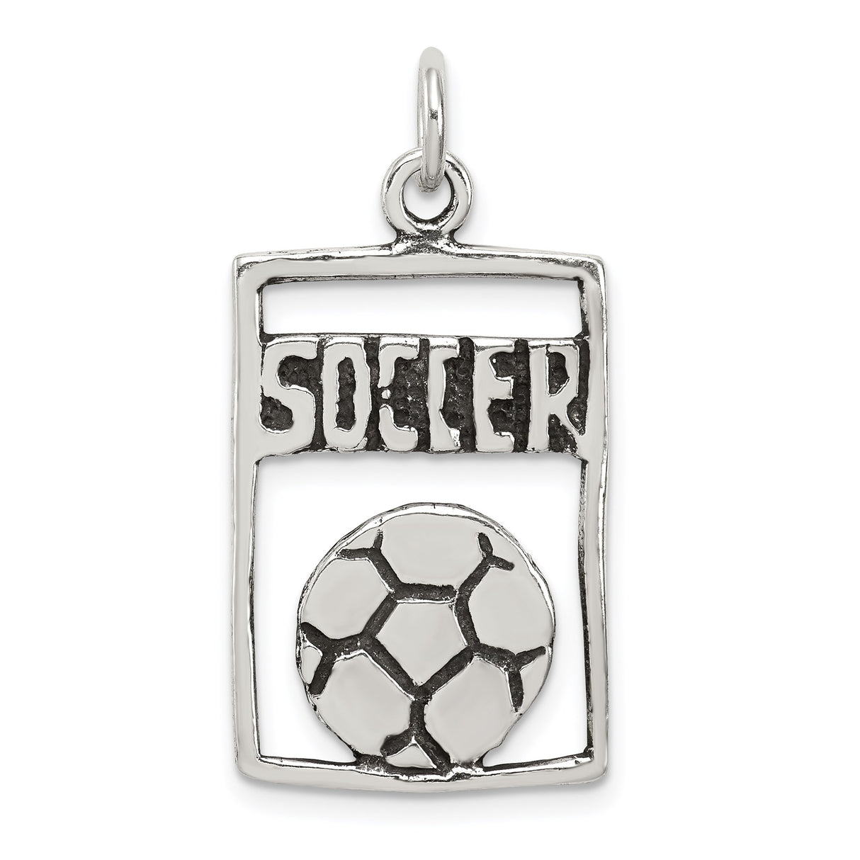 Sterling Silver Soccer Pendant with Bold Engraving and Detailed Ball Design