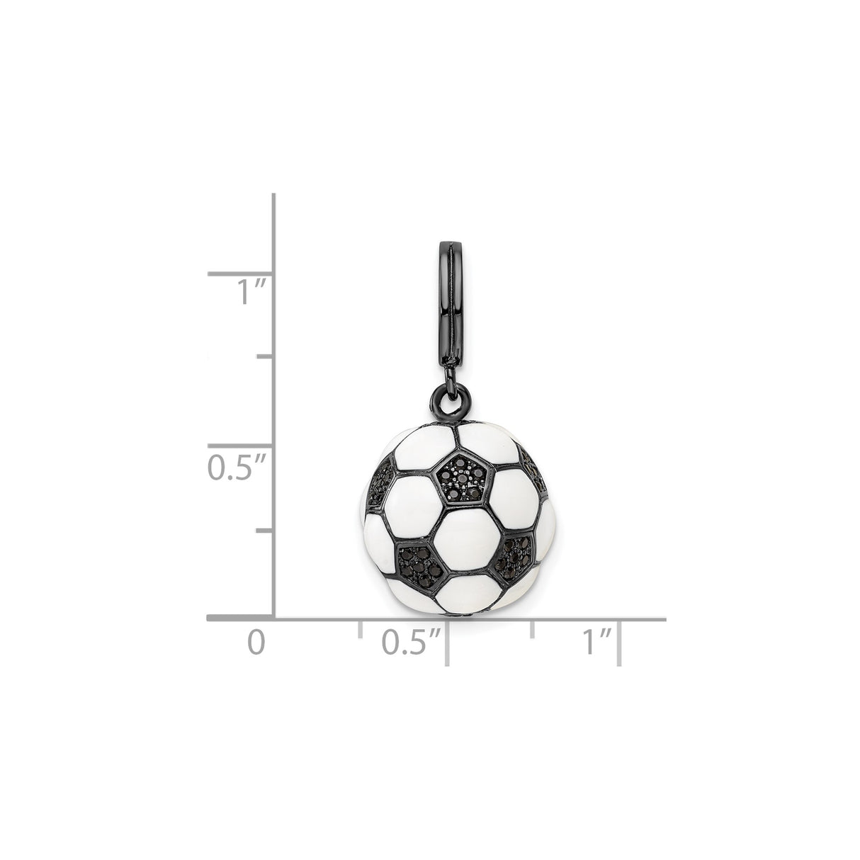 Sterling Silver Soccer Ball Pendant Charm with Black and White Enamel Detailing