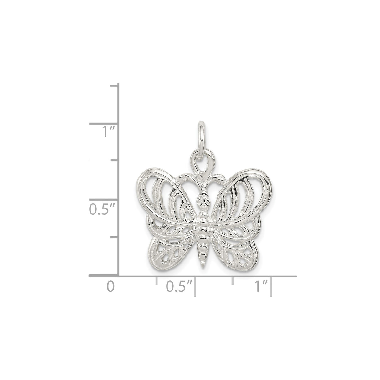 Sterling Silver Butterfly Pendant with Openwork Wings, Nature-Inspired Charm for Women