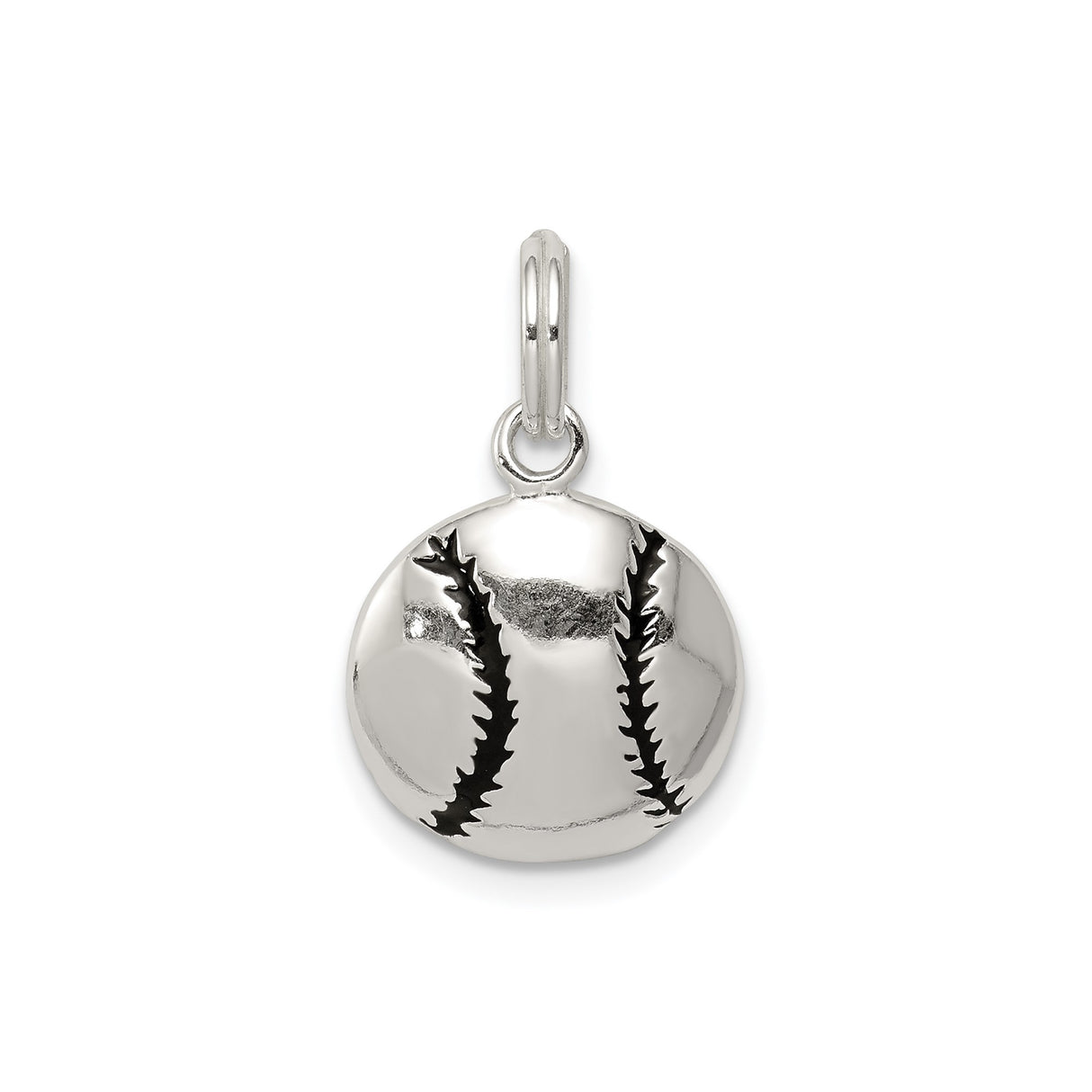 Sterling Silver Baseball Charm Pendant with Detailed Stitching for Men or Women