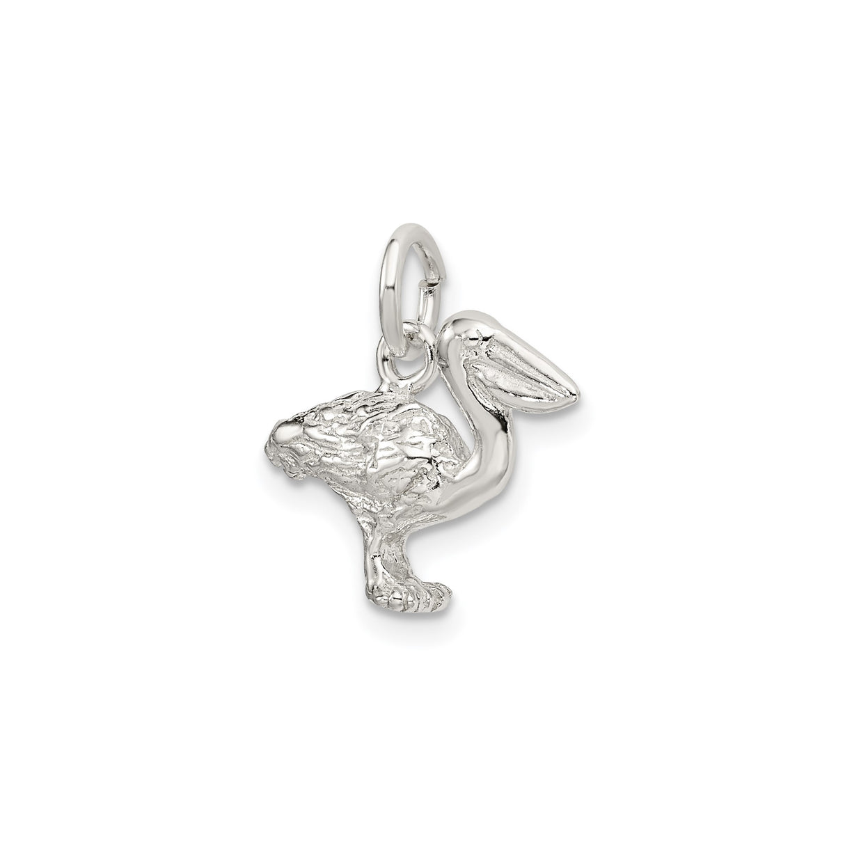 Sterling Silver Pelican Pendant Charm, Detailed Bird Design, Nautical Nature-Inspired Jewelry