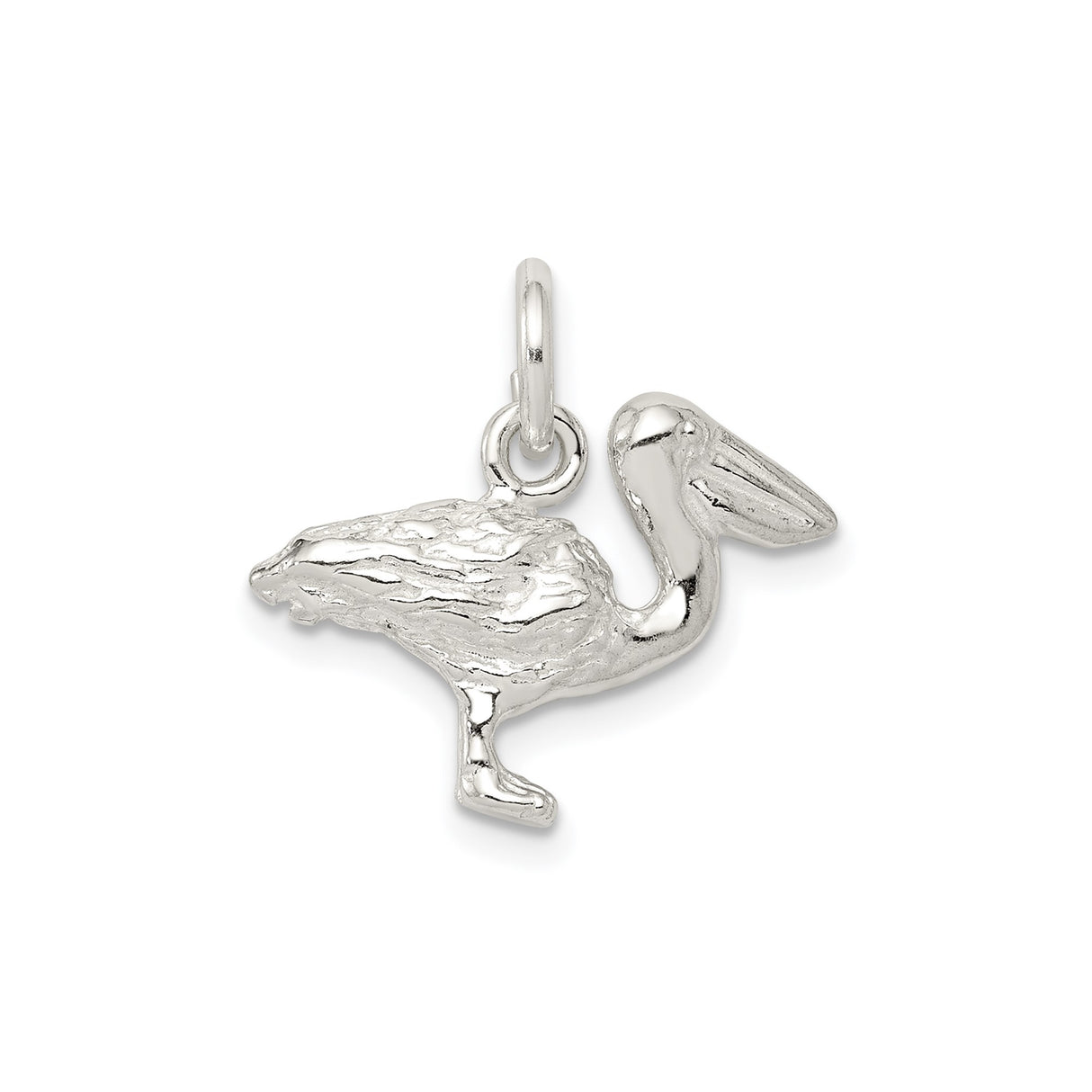 Sterling Silver Pelican Pendant Charm, Detailed Bird Design, Nautical Nature-Inspired Jewelry