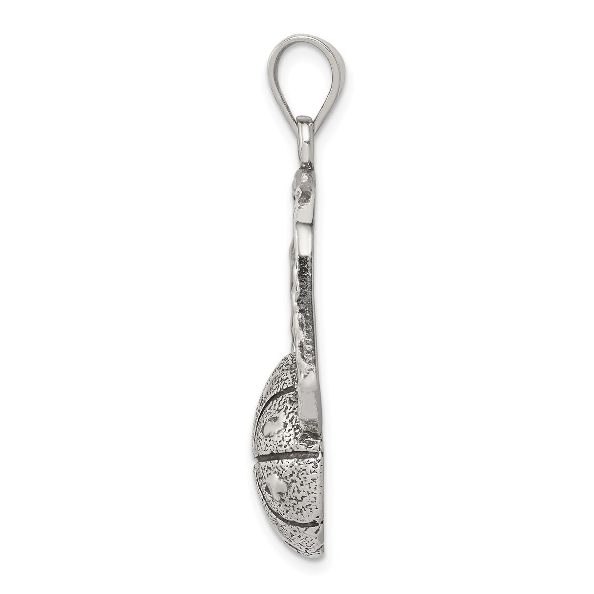 Sterling Silver Basketball Pendant with Detailed Backboard and Hoop Design