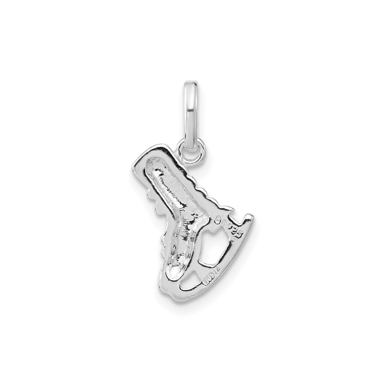Sterling Silver Ice Skate Charm Pendant with Lace and Blade Detailing, Winter Sports Theme