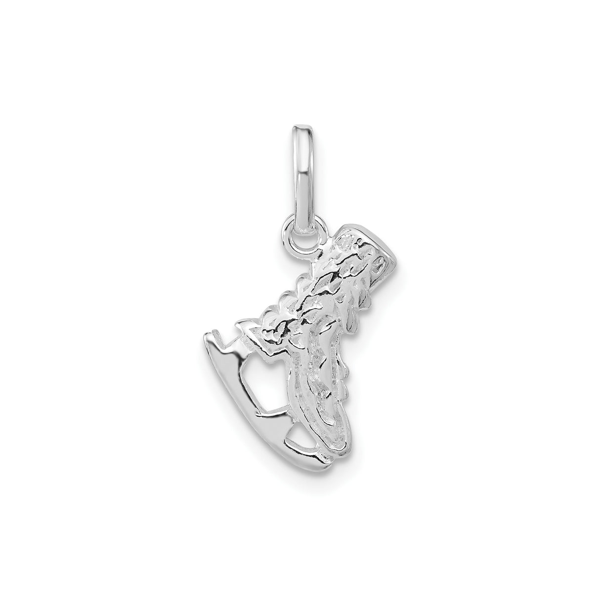 Sterling Silver Ice Skate Charm Pendant with Lace and Blade Detailing, Winter Sports Theme