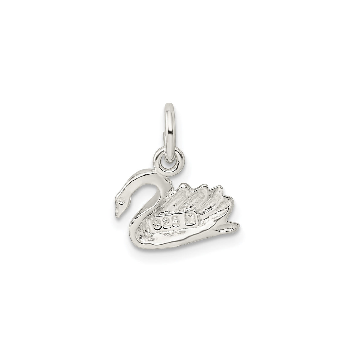 Sterling Silver Swan Pendant Charm with Detailed Wings, Nature Inspired Bird Design