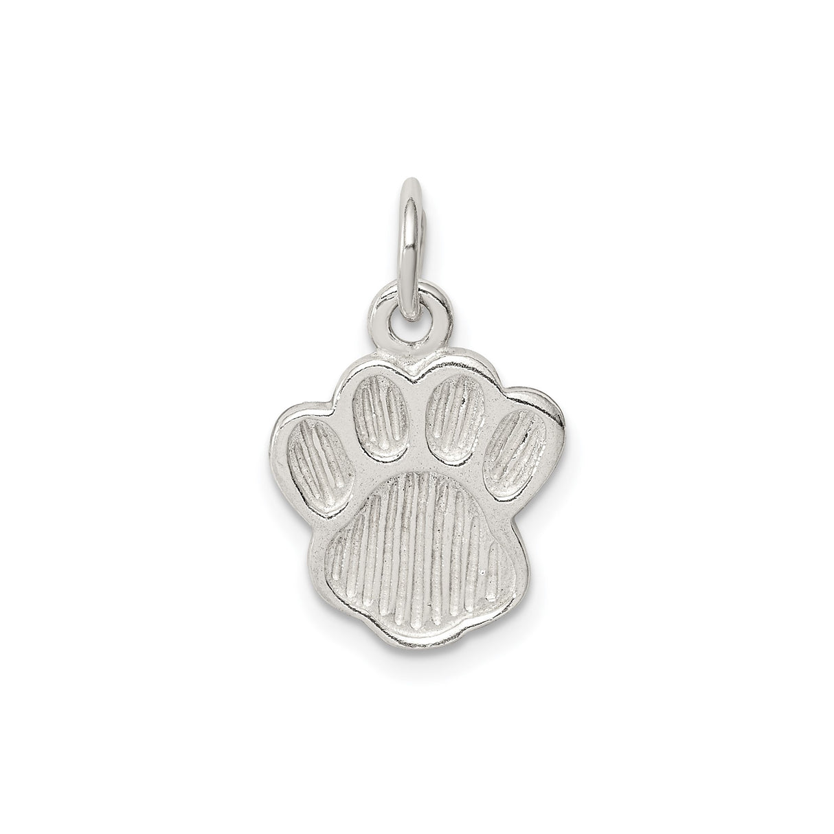 Sterling Silver Paw Print Charm Pendant with Raised Detail, Animal Theme Jewelry for Dog or Cat Lovers