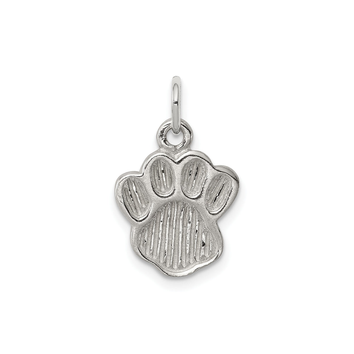 Sterling Silver Paw Print Charm Pendant with Raised Detail, Animal Theme Jewelry for Dog or Cat Lovers