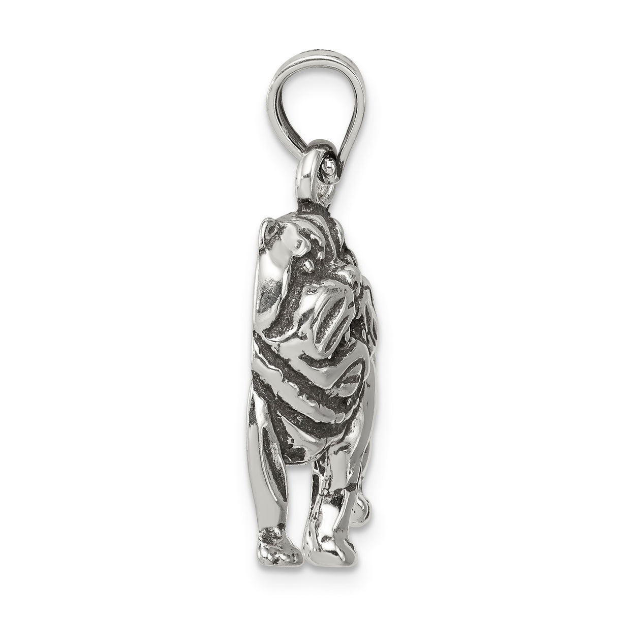 Sterling Silver Bulldog Pendant with Realistic 3D Dog Design, Unisex Animal Charm