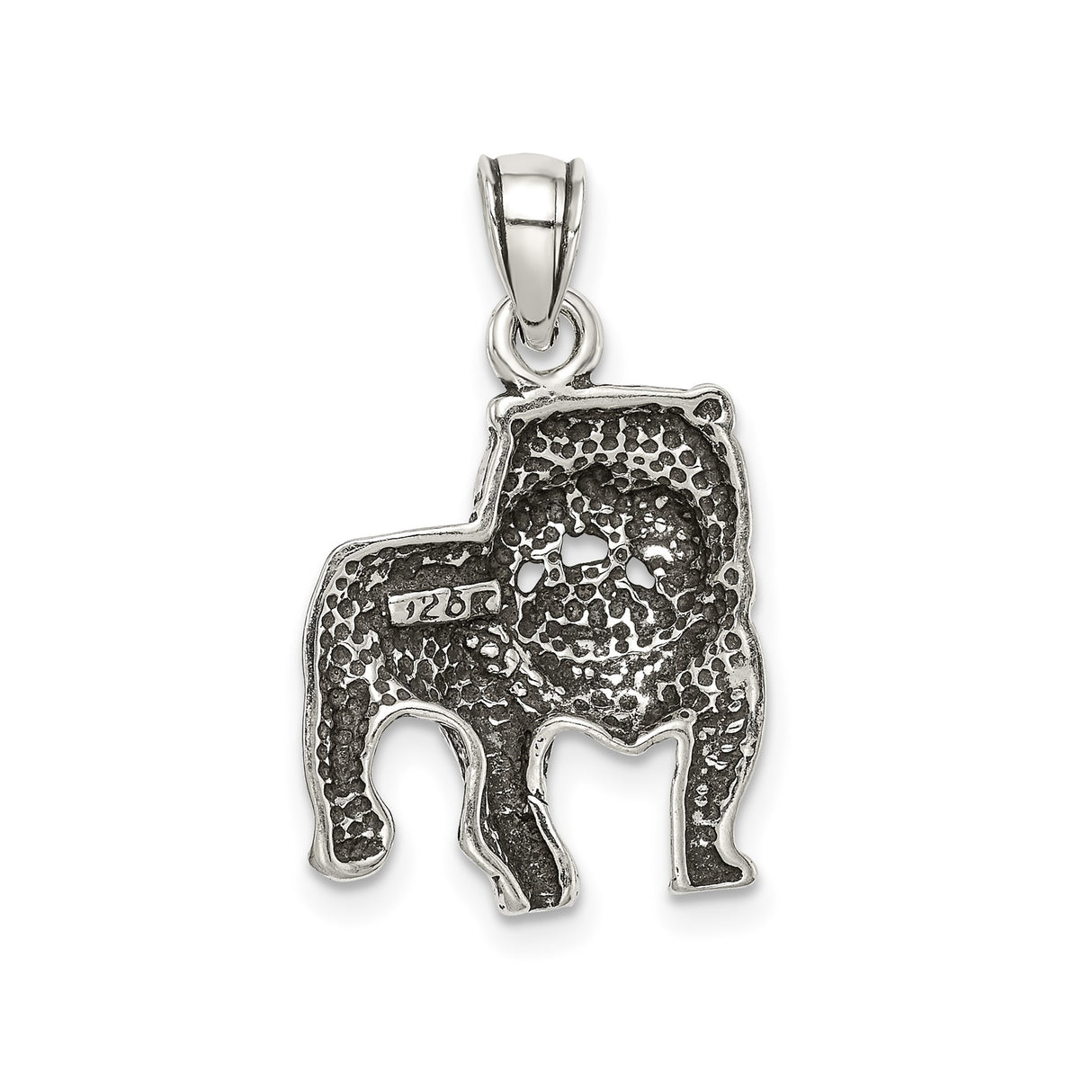 Sterling Silver Bulldog Pendant with Realistic 3D Dog Design, Unisex Animal Charm