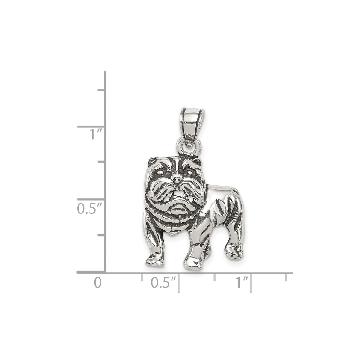 Sterling Silver Bulldog Pendant with Realistic 3D Dog Design, Unisex Animal Charm