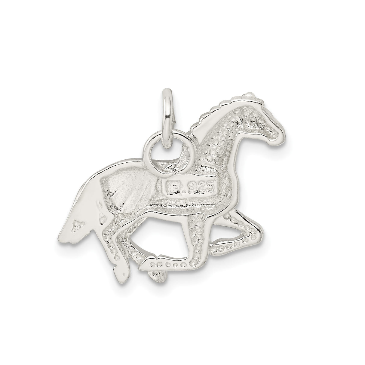 Sterling Silver Horse Pendant with Detailed Running Horse Design, Unisex Equestrian Charm