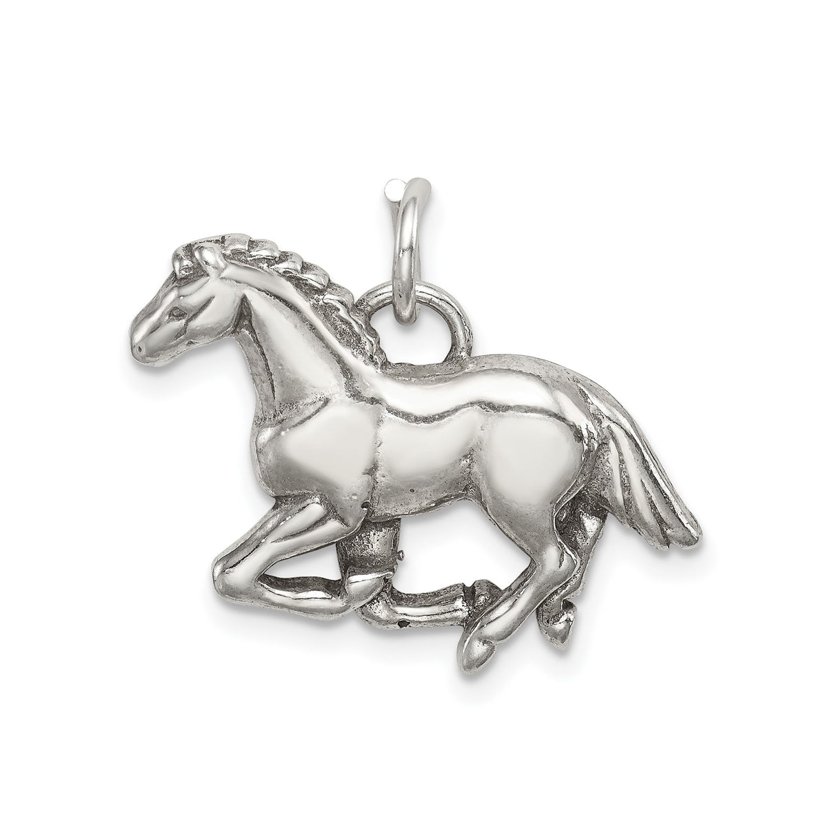 Sterling Silver Horse Pendant with Running Horse Design, Equestrian Theme Jewelry for Women