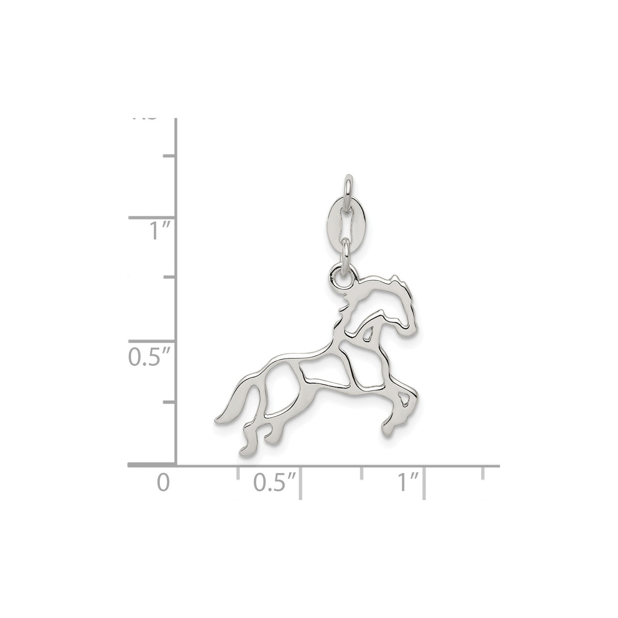Sterling Silver Galloping Horse Pendant, Open Outline Equestrian Charm for Women