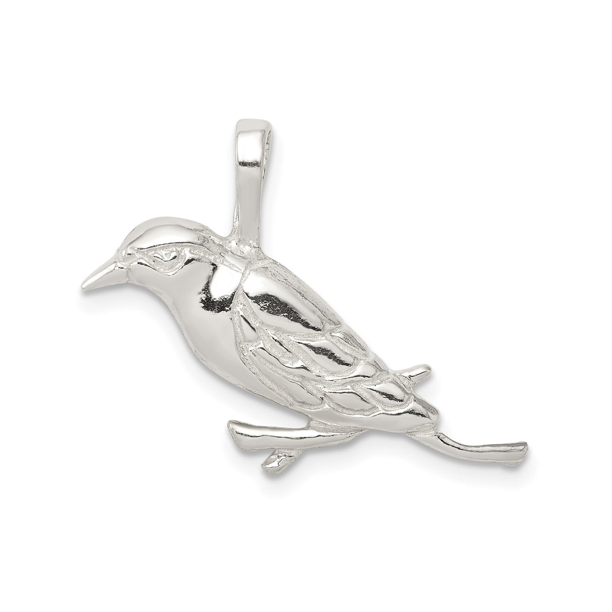 Sterling Silver Bird Pendant with Perched Design, Nature-Inspired Wildlife Charm