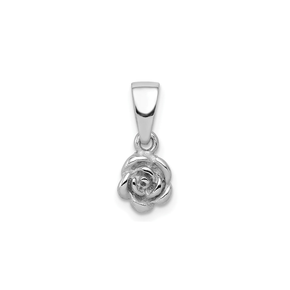 Sterling Silver Rose Flower Pendant with Detailed Petal Design, Romantic Botanical Jewelry for Women