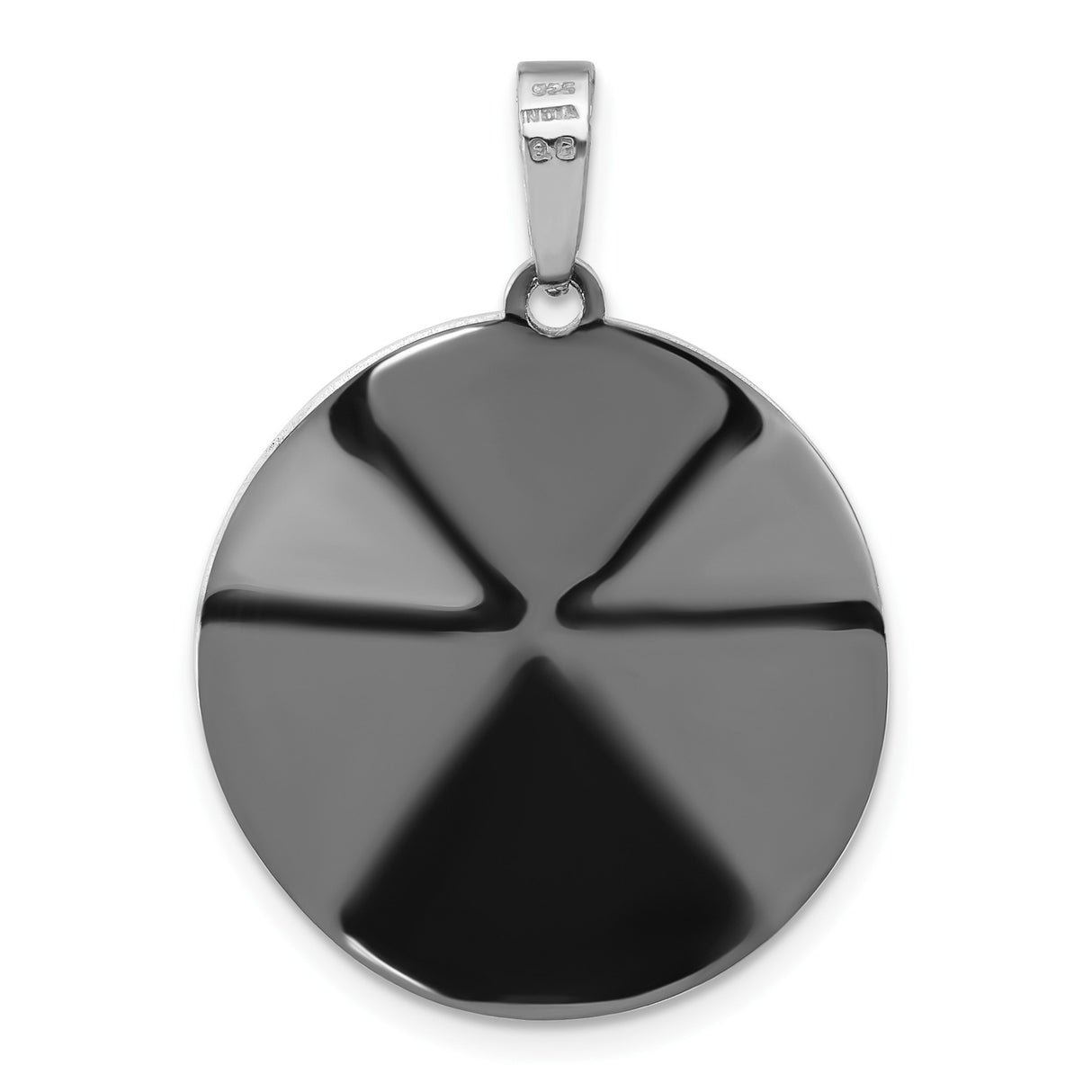 Sterling Silver Floral Pendant with Black Enamel Accents, Sunburst Cutout Design for Women