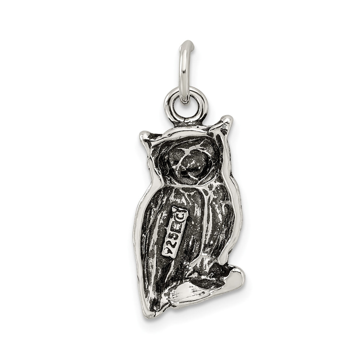 Sterling Silver Owl Pendant with Detailed Feather and Branch Design, Nature Inspired