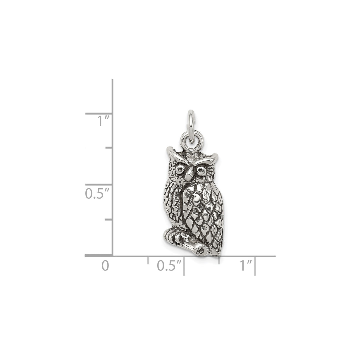 Sterling Silver Owl Pendant with Detailed Feather and Branch Design, Nature Inspired