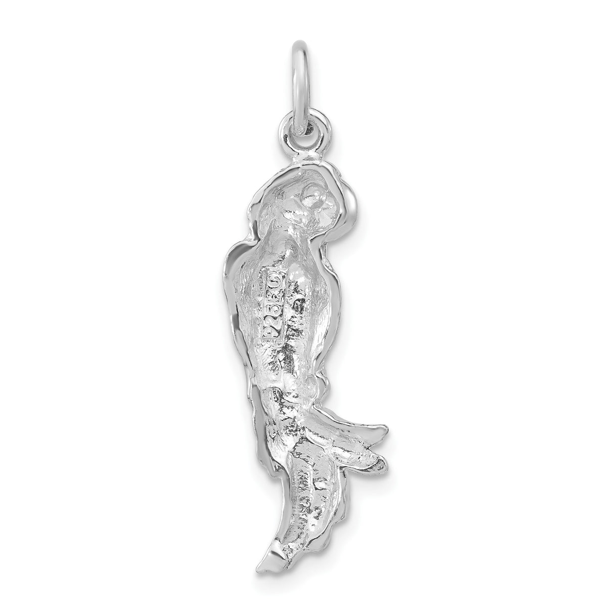 Sterling Silver Parrot Pendant with Detailed Feather Engraving, Nature-Inspired Animal Charm