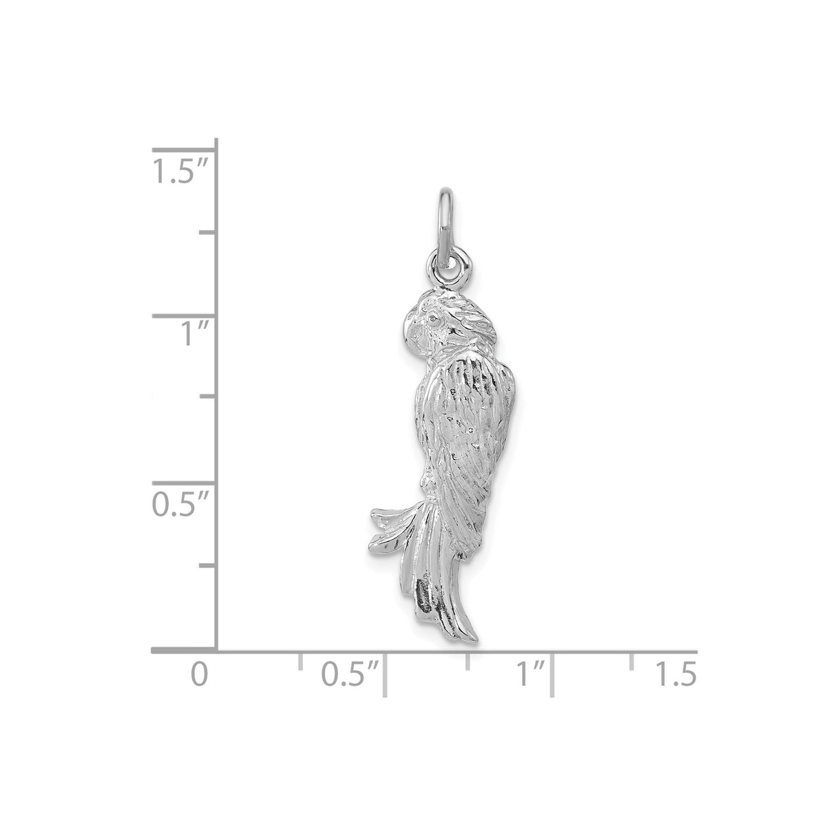 Sterling Silver Parrot Pendant with Detailed Feather Engraving, Nature-Inspired Animal Charm