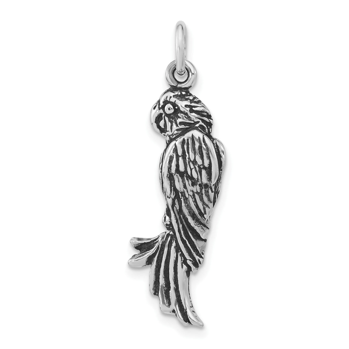 Sterling Silver Parrot Pendant, Realistic Tropical Bird Design, Nature-Inspired Jewelry