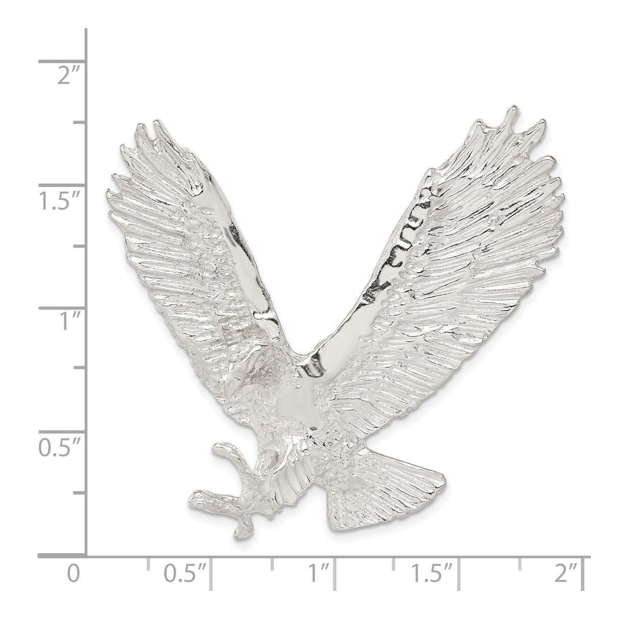 Sterling Silver Eagle Pendant with Outstretched Wings, Patriotic Military Jewelry for Men