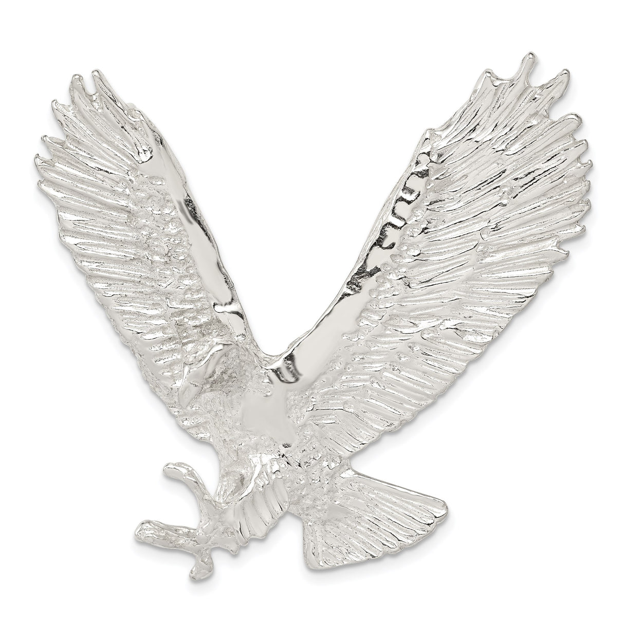 Sterling Silver Eagle Pendant with Outstretched Wings, Patriotic Military Jewelry for Men