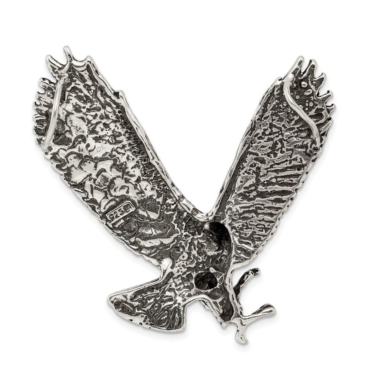 Sterling Silver Eagle Pendant with Outstretched Wings and Talons, Nature-Inspired Statement Jewelry