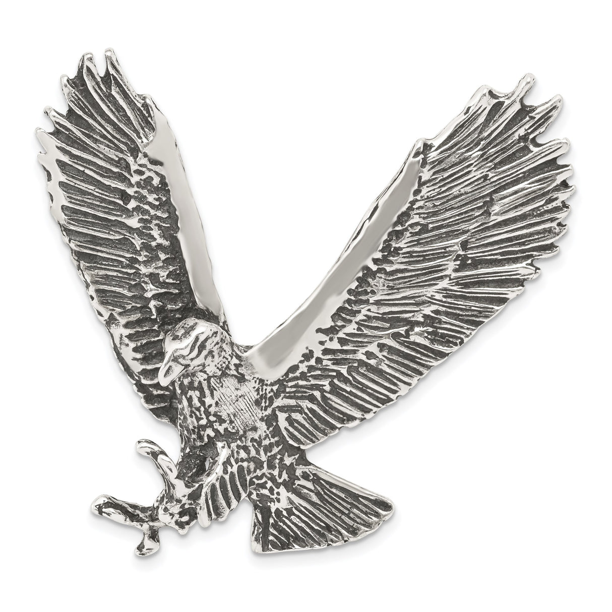 Sterling Silver Eagle Pendant with Outstretched Wings and Talons, Nature-Inspired Statement Jewelry