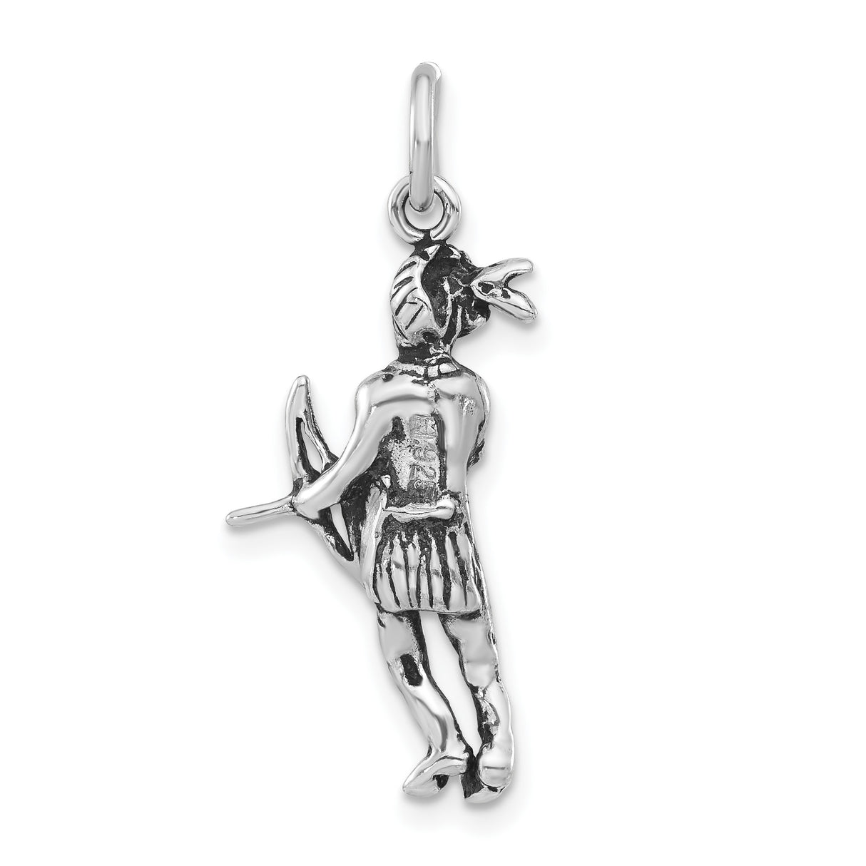 Sterling Silver Native American Warrior Pendant with Feathered Headdress and Bow Detail